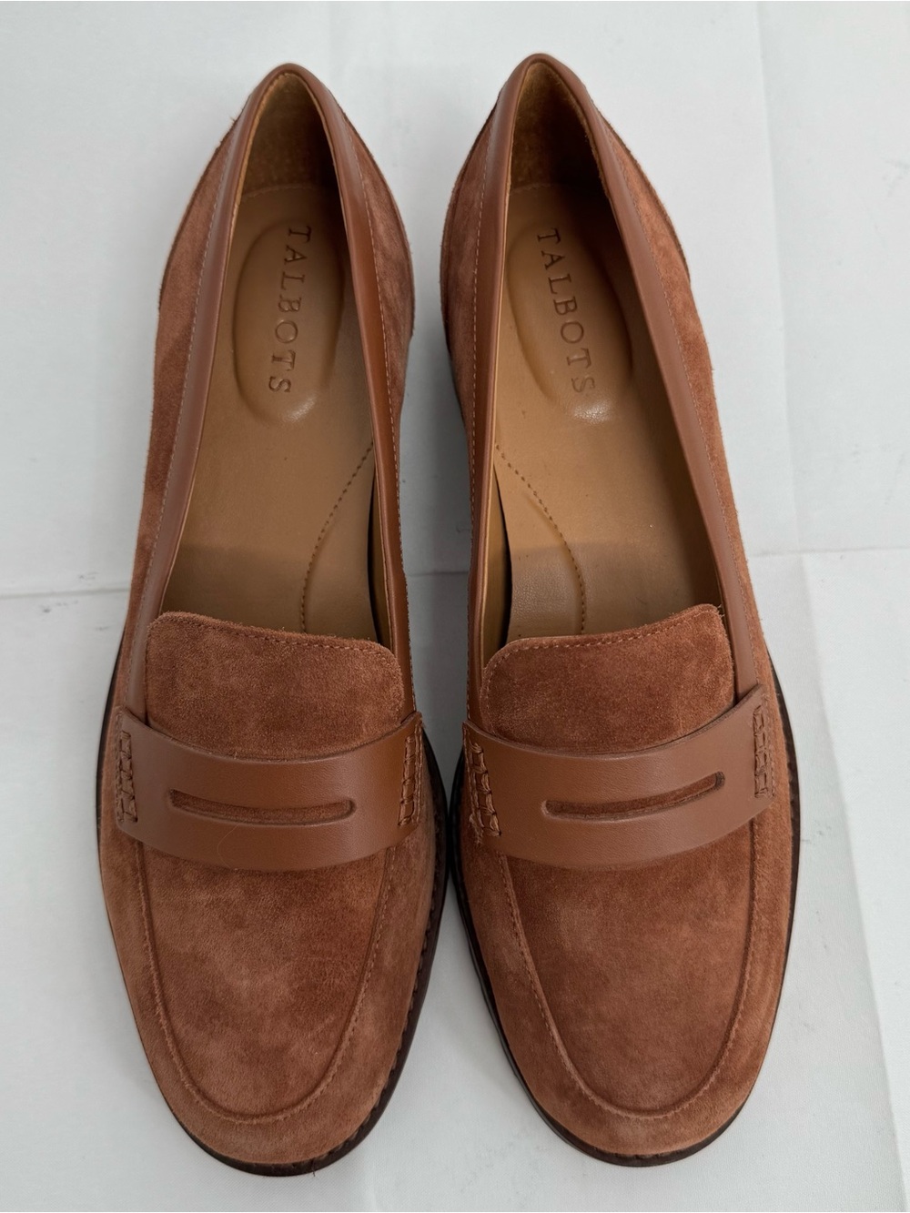 NEW $159 TALBOTS Cassidy Suede Penny Loafers Women's Size 8.5 Cognac - Picture 9 of 12